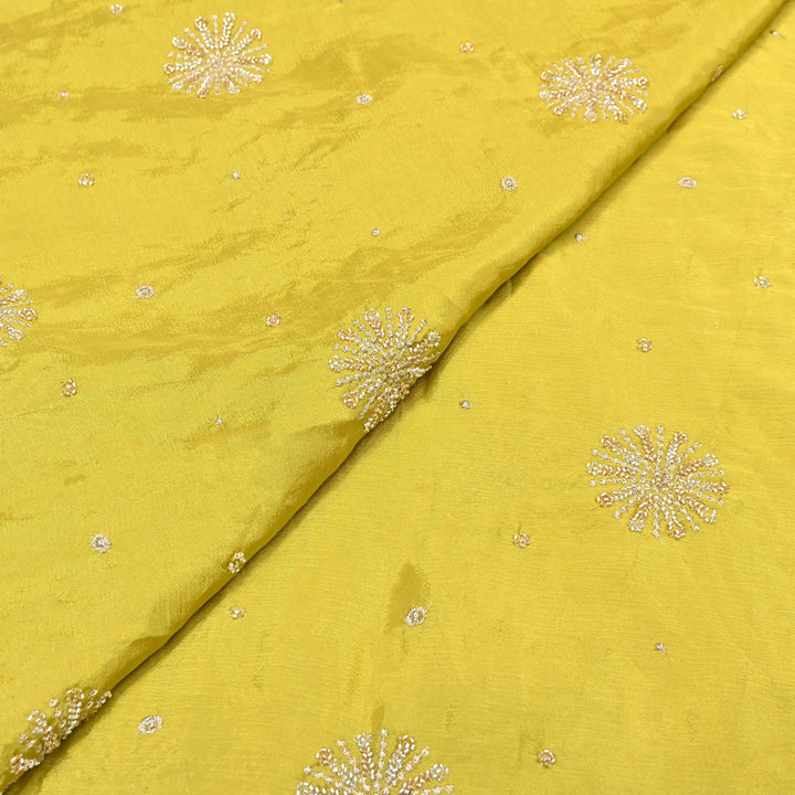 Chinon Zari & Moti Work Embroidery Fabric | Designer Fabric - V2615C-3