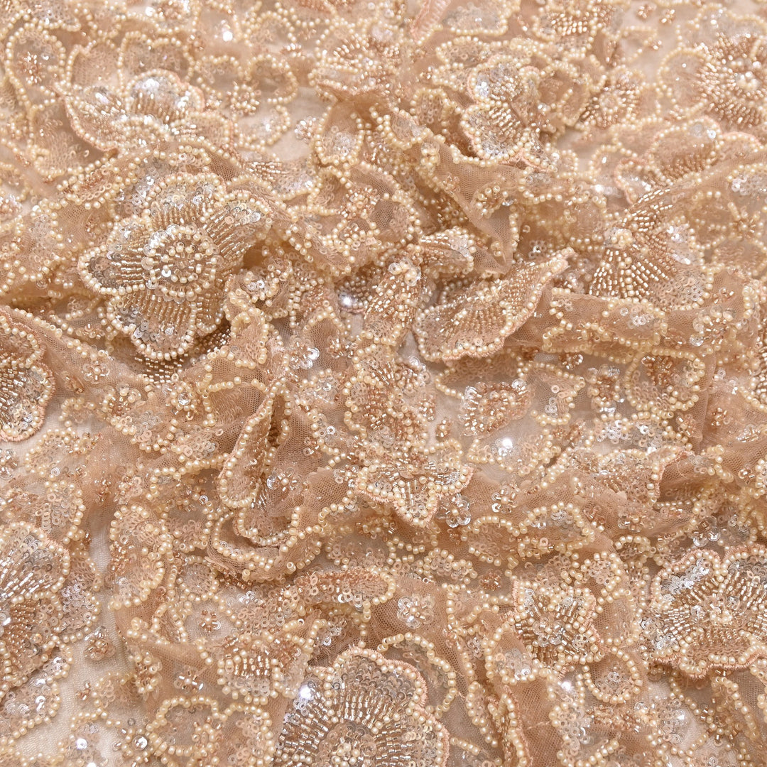 Premium Net Moti & Sequins Embroidery Fabric | Designer Fabrics | V2791C-05