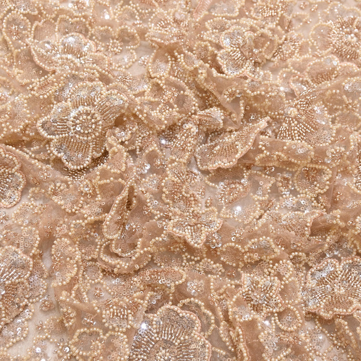 Premium Net Moti & Sequins Embroidery Fabric | Designer Fabrics | V2791C-05