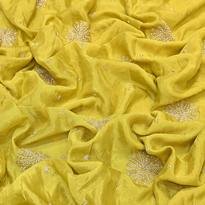 Chinon Zari & Moti Work Embroidery Fabric | Designer Fabric - V2615C-3