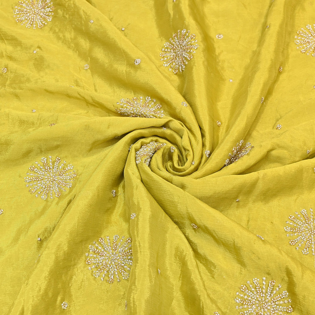 Chinon Zari & Moti Work Embroidery Fabric | Designer Fabric - V2615C-3
