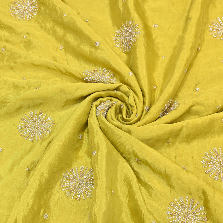 Chinon Zari & Moti Work Embroidery Fabric | Designer Fabric - V2615C-3