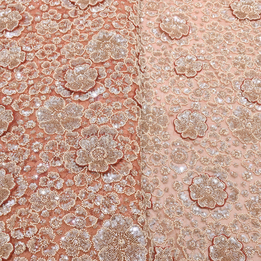 Premium Net Moti & Sequins Embroidery Fabric | Designer Fabrics | V2791C-06