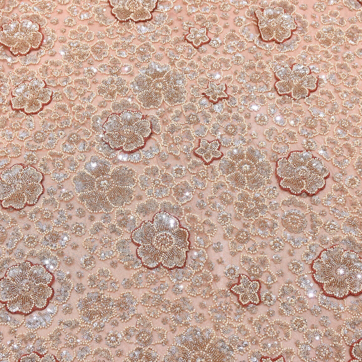 Premium Net Moti & Sequins Embroidery Fabric | Designer Fabrics | V2791C-06