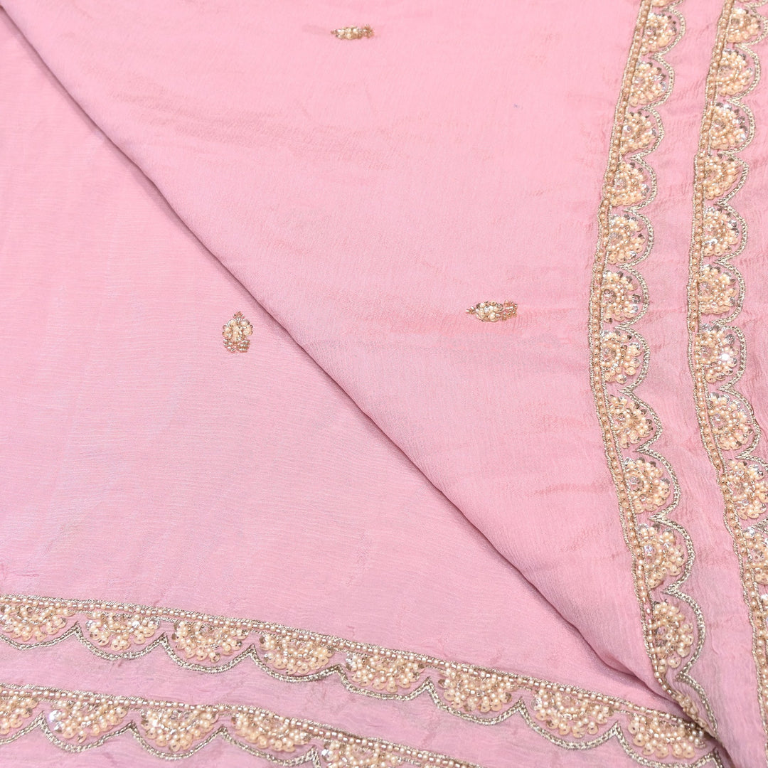 Premium Chinon Moti & Sequence Embroidery Dupatta Fabric | Designer Fabric - V2652C-1
