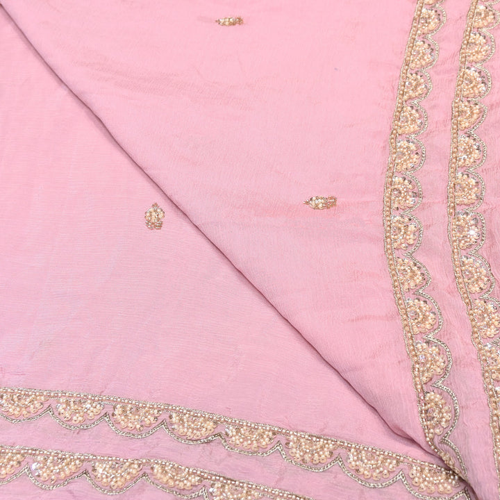 Premium Chinon Moti & Sequence Embroidery Dupatta Fabric | Designer Fabric - V2652C-1