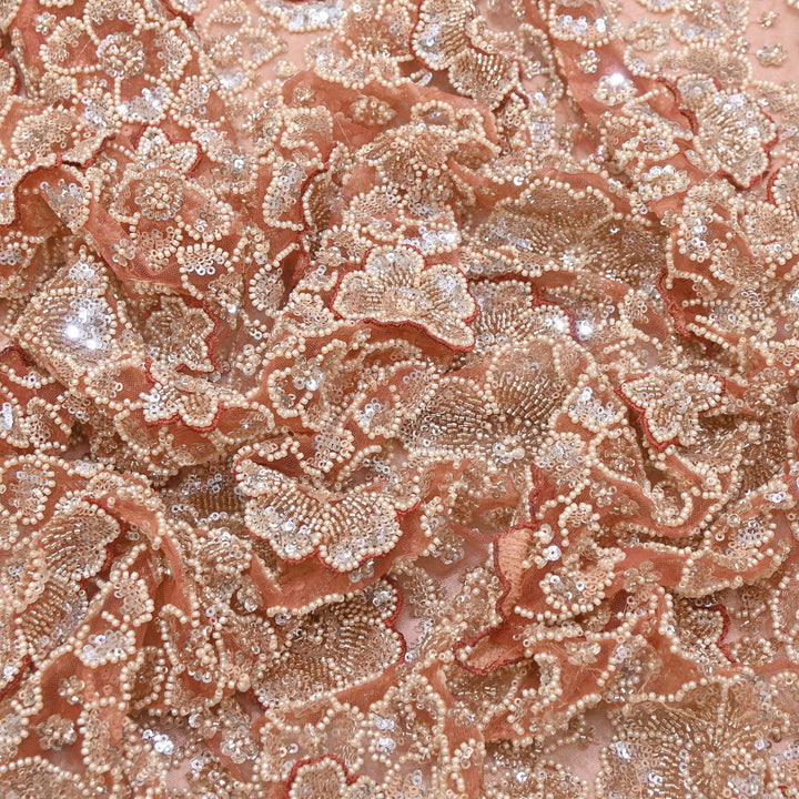 Premium Net Moti & Sequins Embroidery Fabric | Designer Fabrics | V2791C-06