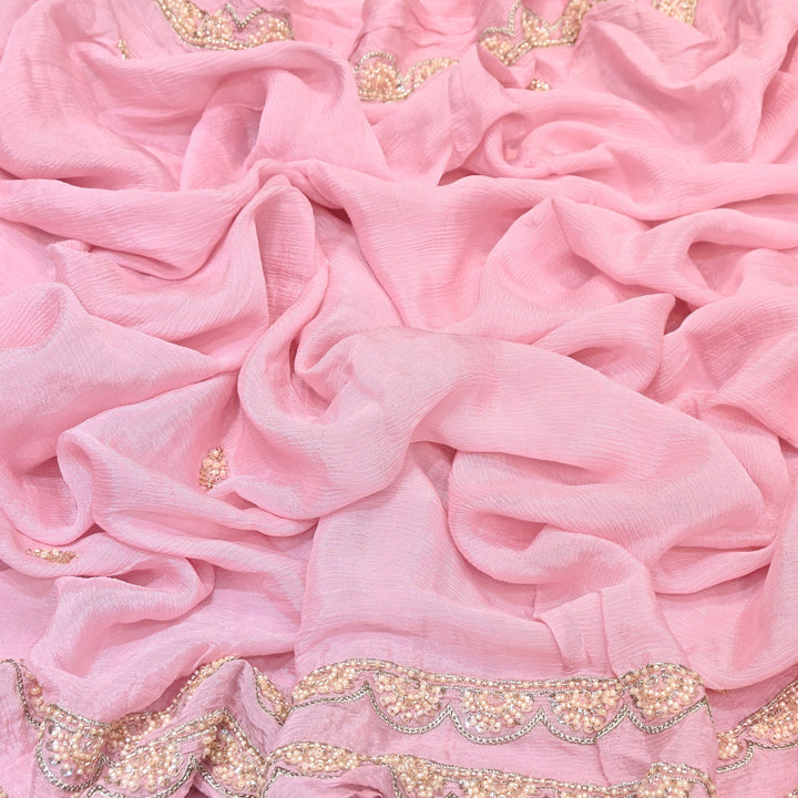 Premium Chinon Moti & Sequence Embroidery Dupatta Fabric | Designer Fabric - V2652C-1