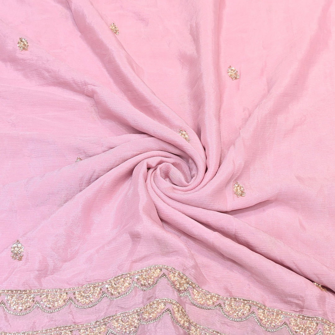 Premium Chinon Moti & Sequence Embroidery Dupatta Fabric | Designer Fabric - V2652C-1