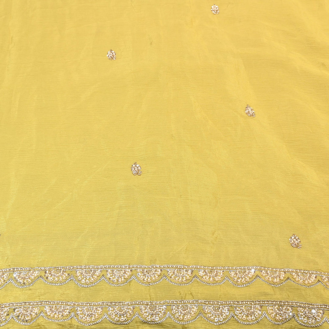 Premium Chinon Moti & Sequence Embroidery Dupatta Fabric | Designer Fabric - V2652C-2