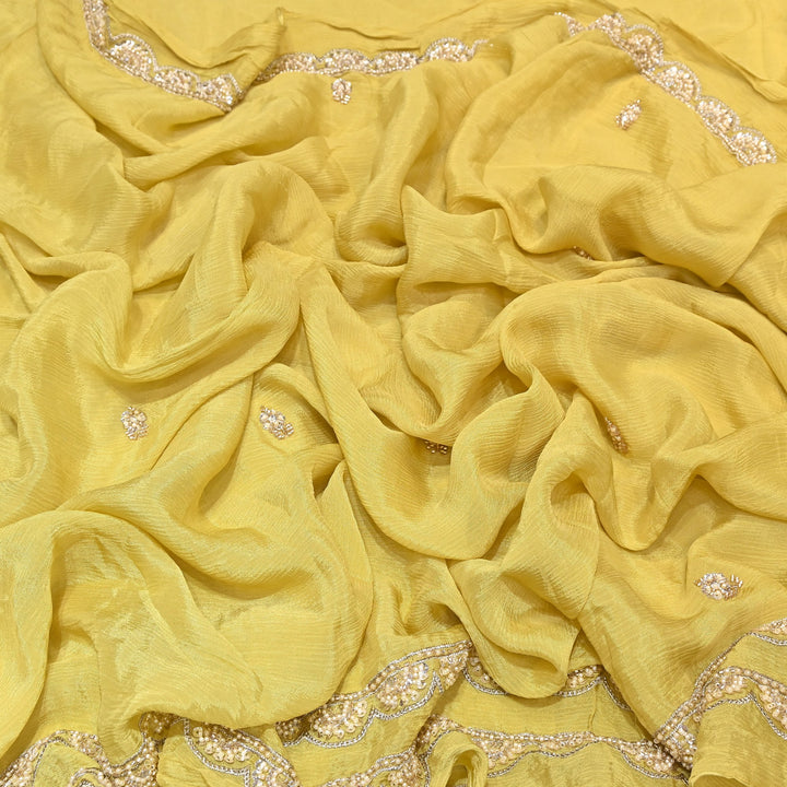 Premium Chinon Moti & Sequence Embroidery Dupatta Fabric | Designer Fabric - V2652C-2