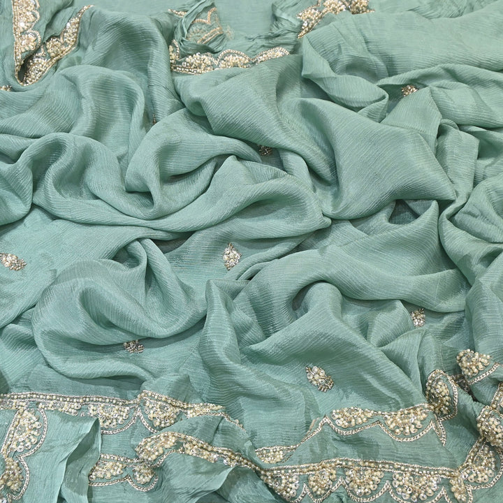 Premium Chinon Moti & Sequence Embroidery Dupatta Fabric | Designer Fabric - V2652C-4