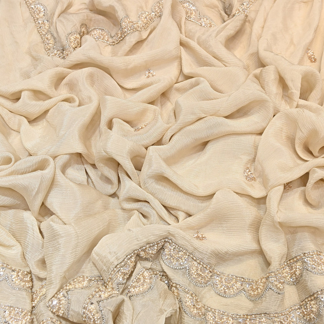Premium Chinon Moti & Sequence Embroidery Dupatta Fabric | Designer Fabric - V2652C-5