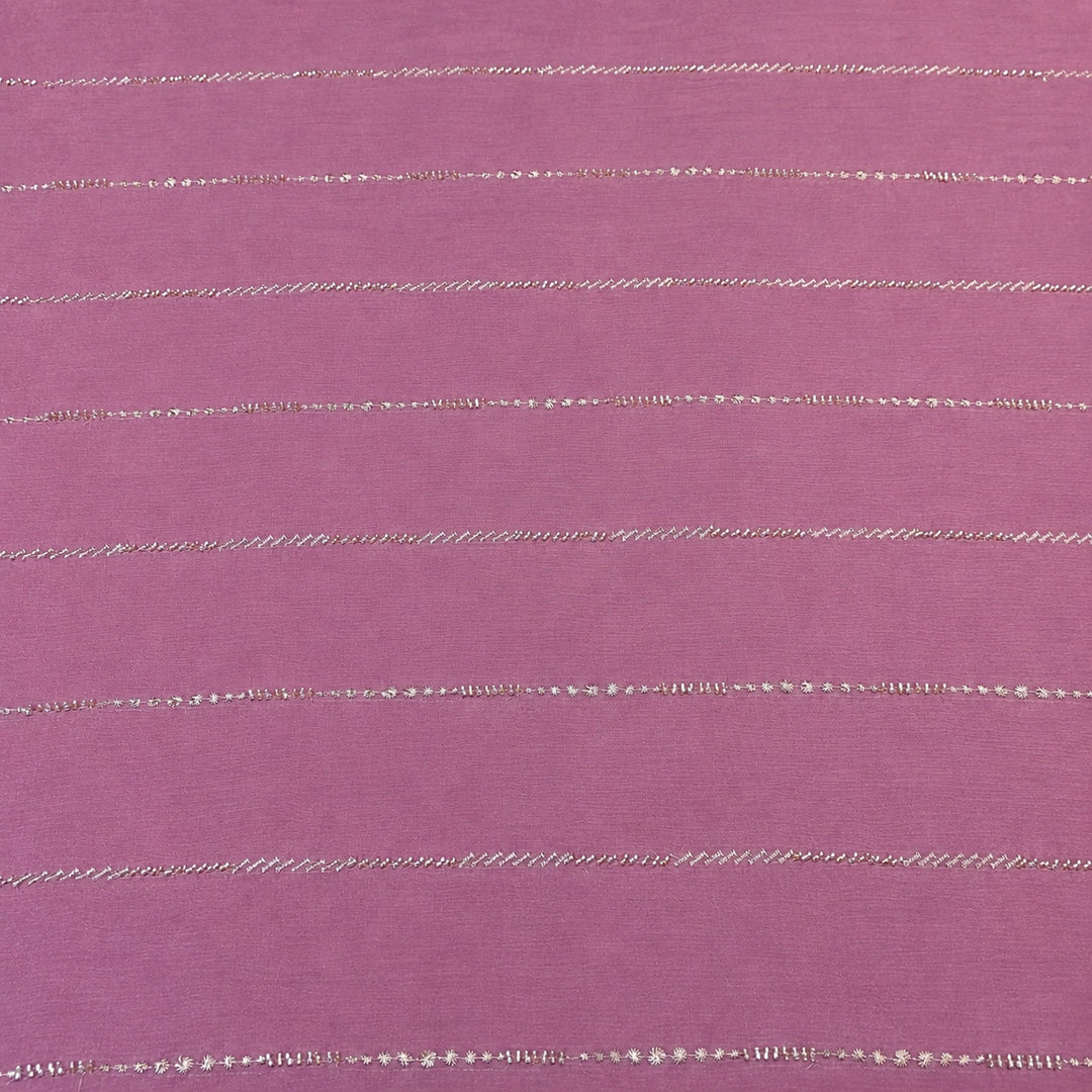Premium Chinon Zari & Moti Work  Stripe Embroidery Fabric | Designer Fabric - V2616C-1