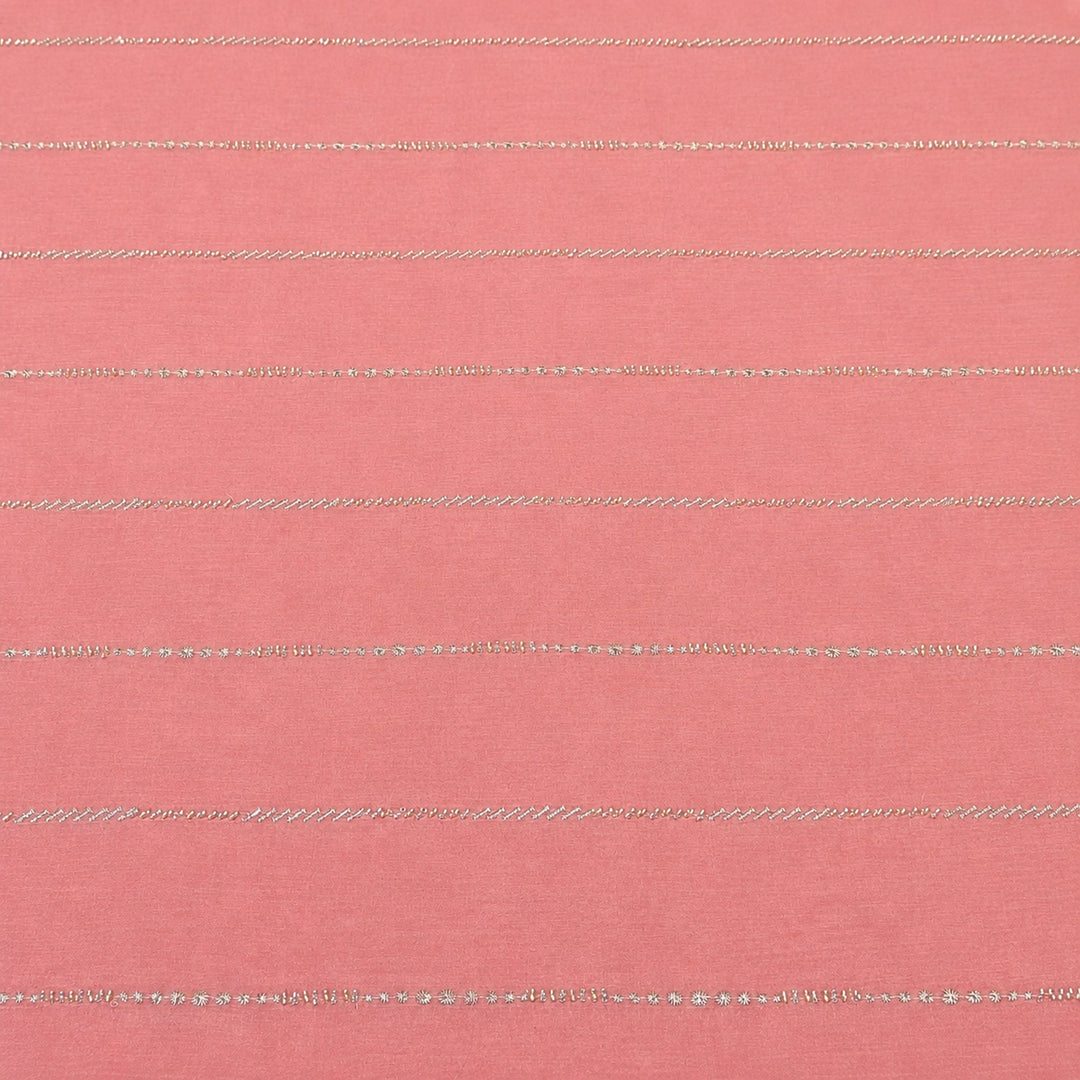 Premium Chinon Zari & Moti Work  Stripe Embroidery Fabric | Designer Fabric - V2616C-2