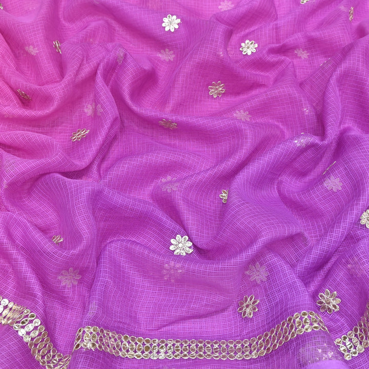 Kota Zari Foil Embroidery Fabric – Lightweight Designer Ethnic Fabric 200156-1