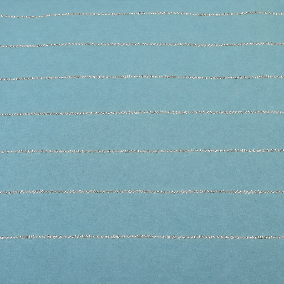 Premium Chinon Zari & Moti Work  Stripe Embroidery Fabric | Designer Fabric - V2616C-3