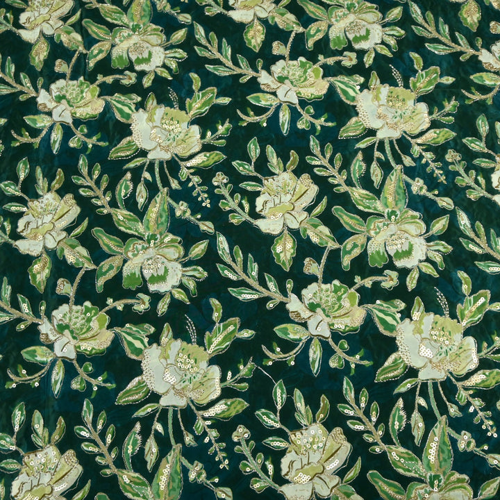 Beautiful Designer Crepe Position Prints, Zari & Sequin Embroidery Fabrics