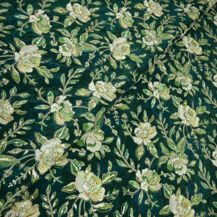Beautiful Designer Crepe Position Prints, Zari & Sequin Embroidery Fabrics