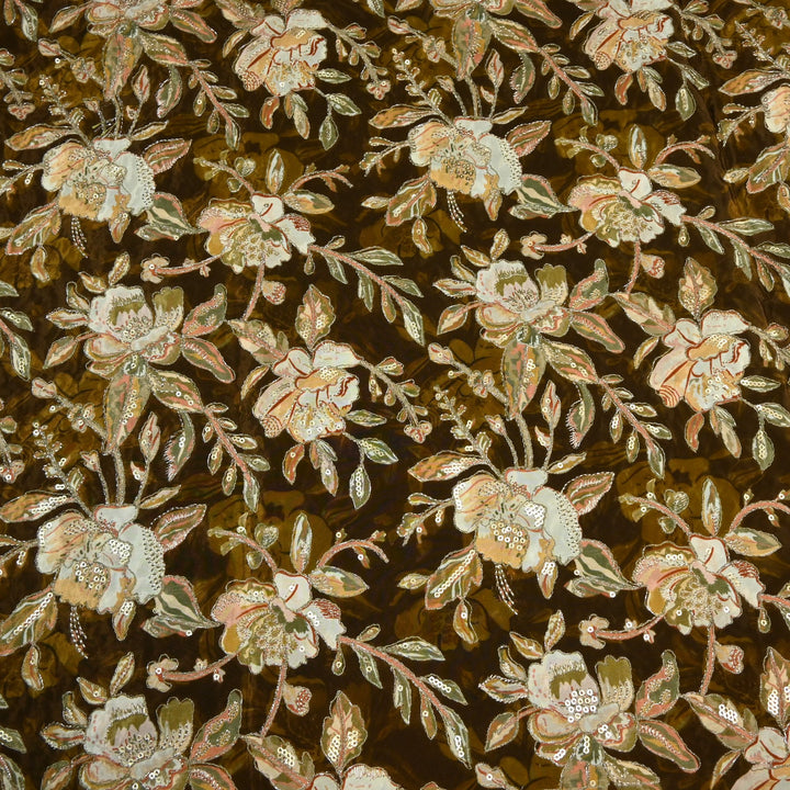 Beautiful Designer Crepe Position Prints, Zari & Sequin Embroidery Fabrics