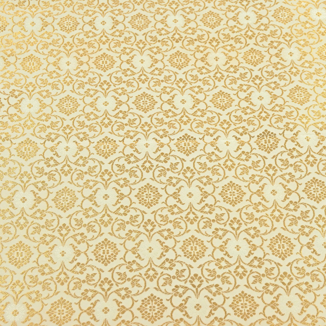 Premium Satin Zari Ideal Brocade Fabric | Luxury Traditional Designer Brocade Fabric | HS0081-1