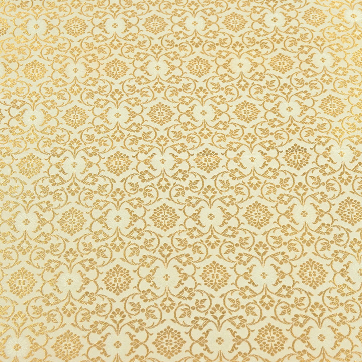 Premium Satin Zari Ideal Brocade Fabric | Luxury Traditional Designer Brocade Fabric | HS0081-1