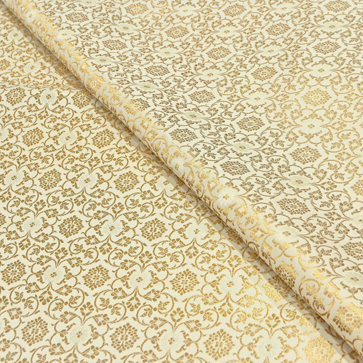 Premium Satin Zari Ideal Brocade Fabric | Luxury Traditional Designer Brocade Fabric | HS0081-1
