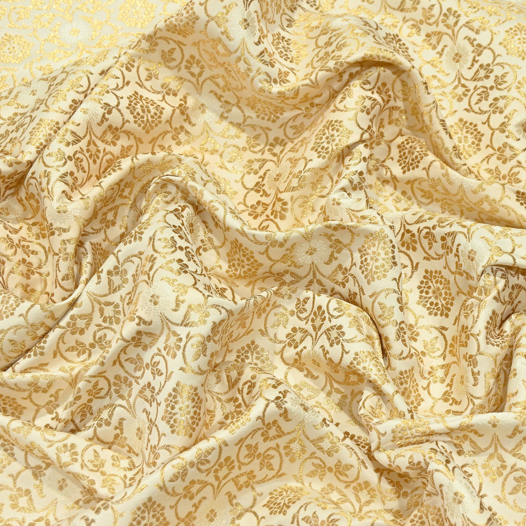 Premium Satin Zari Ideal Brocade Fabric | Luxury Traditional Designer Brocade Fabric | HS0081-1