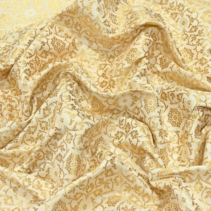 Premium Satin Zari Ideal Brocade Fabric | Luxury Traditional Designer Brocade Fabric | HS0081-1