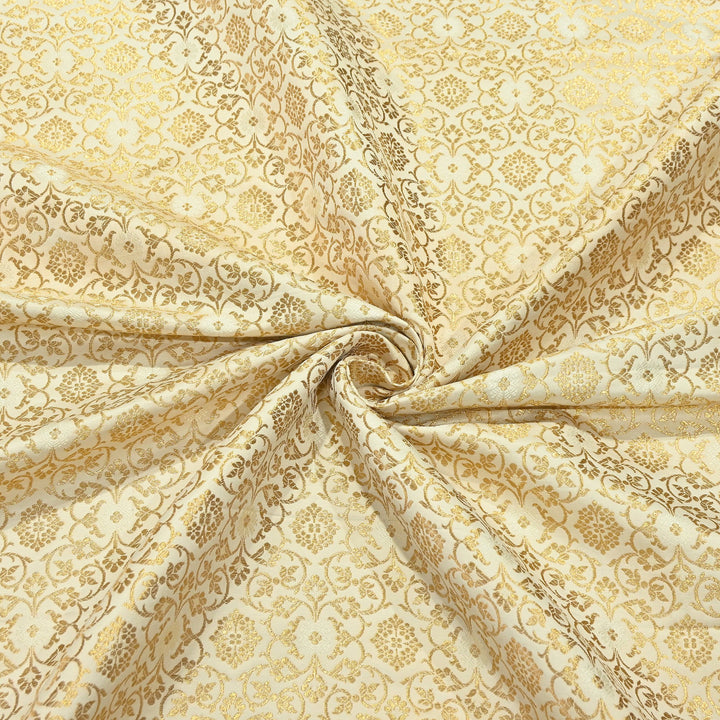 Premium Satin Zari Ideal Brocade Fabric | Luxury Traditional Designer Brocade Fabric | HS0081-1