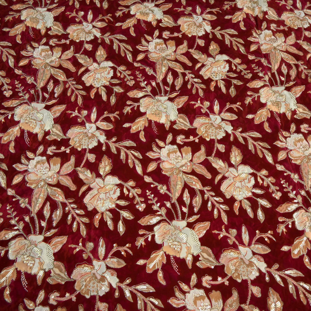 Beautiful Designer Crepe Position Prints, Zari & Sequin Embroidery Fabrics