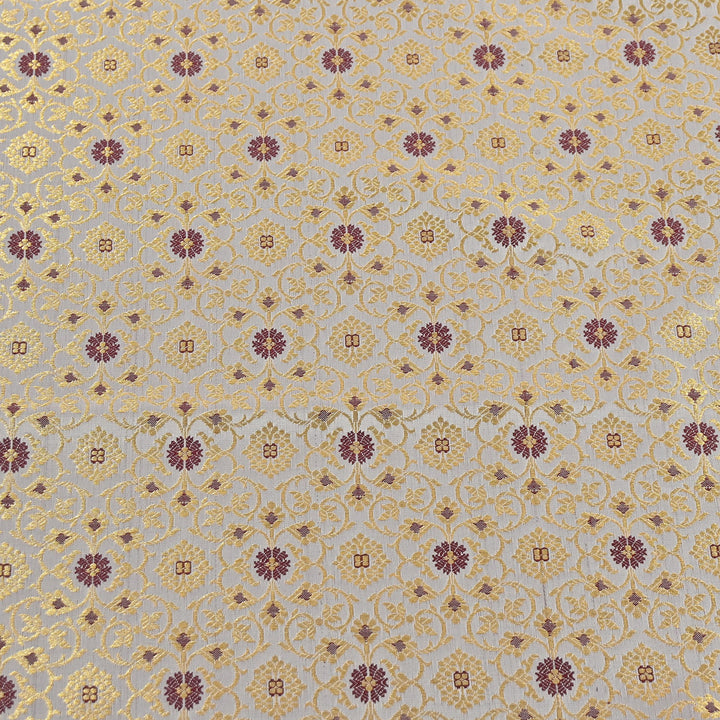 Premium Satin Zari Ideal Brocade Fabric | Luxury Traditional Designer Brocade Fabric | HS0081-2