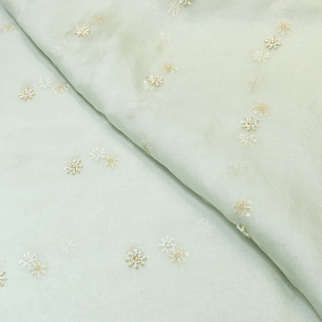 Silk Organza Moti & Sequence Embroidery Designer Fabric- PA2178-1