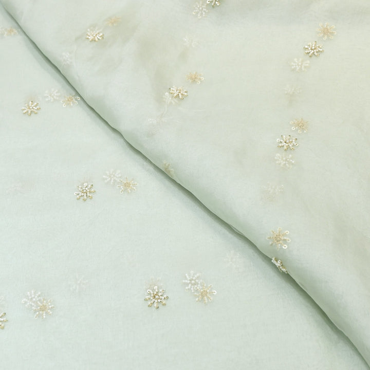 Silk Organza Moti & Sequence Embroidery Designer Fabric- PA2178-1