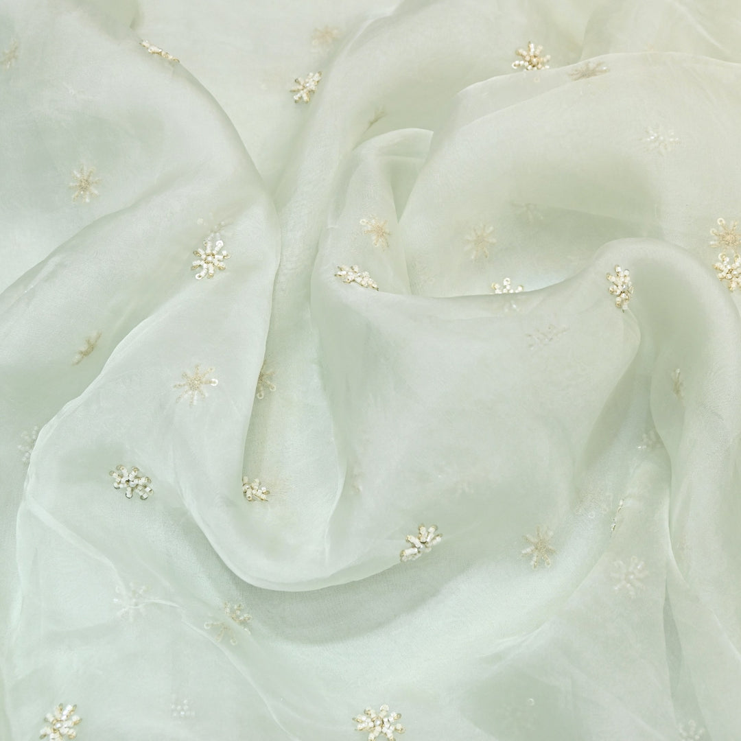 Silk Organza Moti & Sequence Embroidery Designer Fabric- PA2178-1