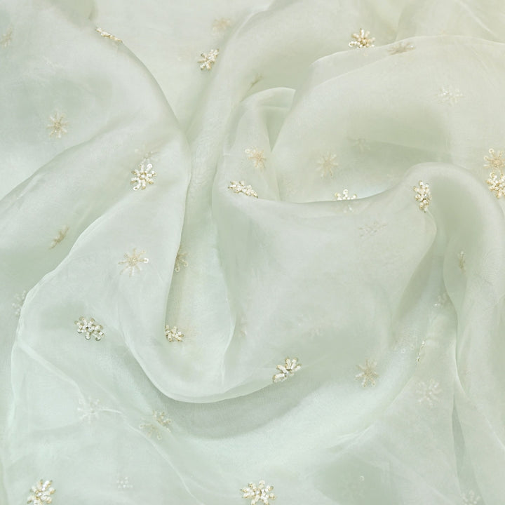 Silk Organza Moti & Sequence Embroidery Designer Fabric- PA2178-1