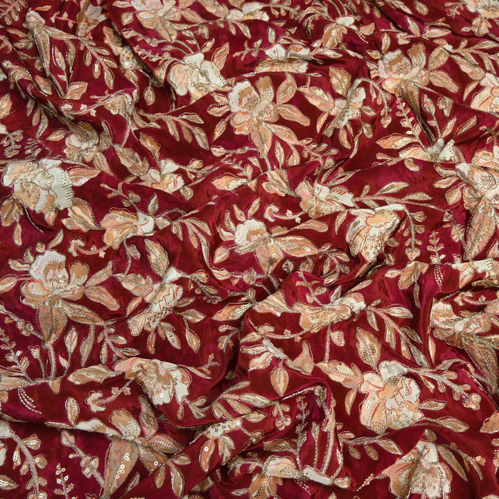 Beautiful Designer Crepe Position Prints, Zari & Sequin Embroidery Fabrics
