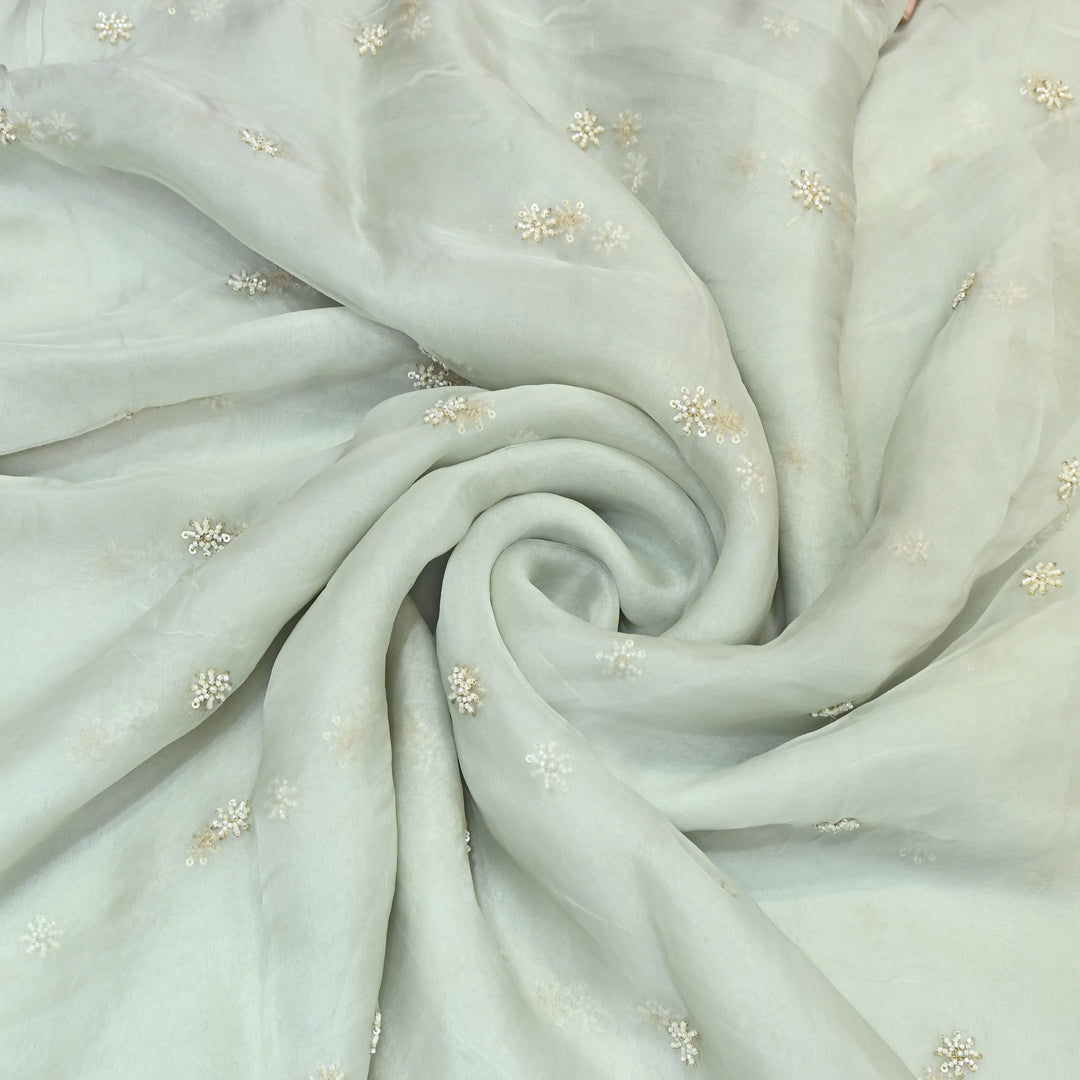 Silk Organza Moti & Sequence Embroidery Designer Fabric- PA2178-1