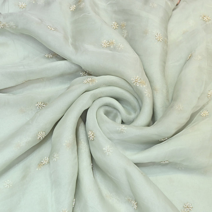 Silk Organza Moti & Sequence Embroidery Designer Fabric- PA2178-1