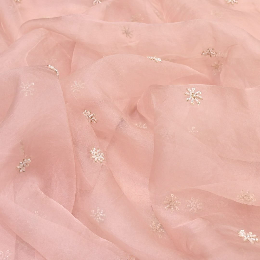 Silk Organza Moti & Sequence Embroidery Designer Fabric- PA2178-2