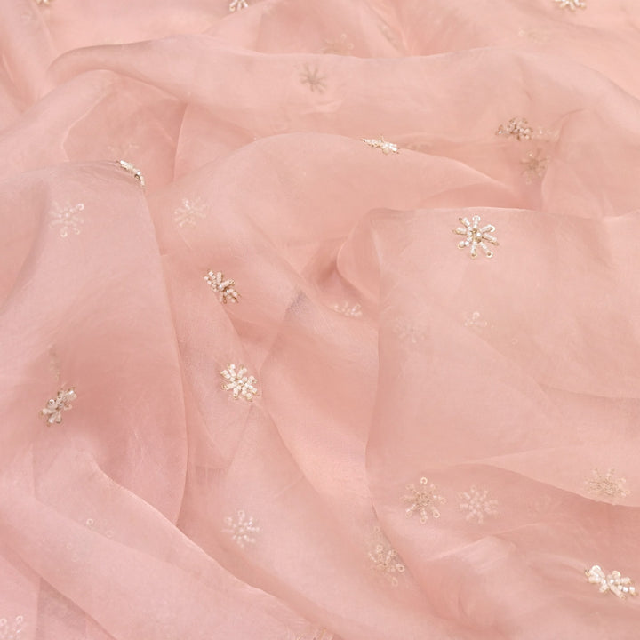 Silk Organza Moti & Sequence Embroidery Designer Fabric- PA2178-2