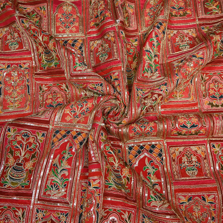 Beautiful Designer Crepe Position Prints, Zari & Sequin Embroidery Fabrics