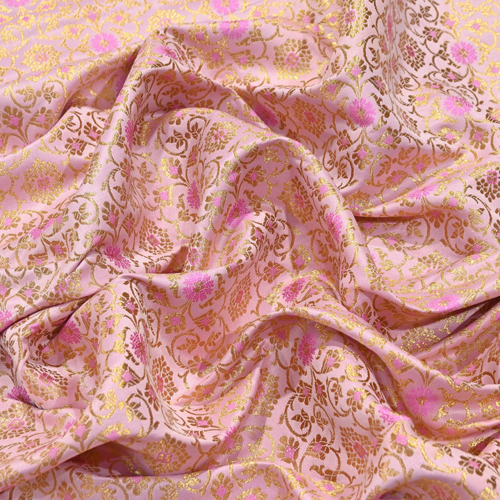 Premium Satin Zari Ideal Brocade Fabric | Luxury Traditional Designer Brocade Fabric | HS0081-3