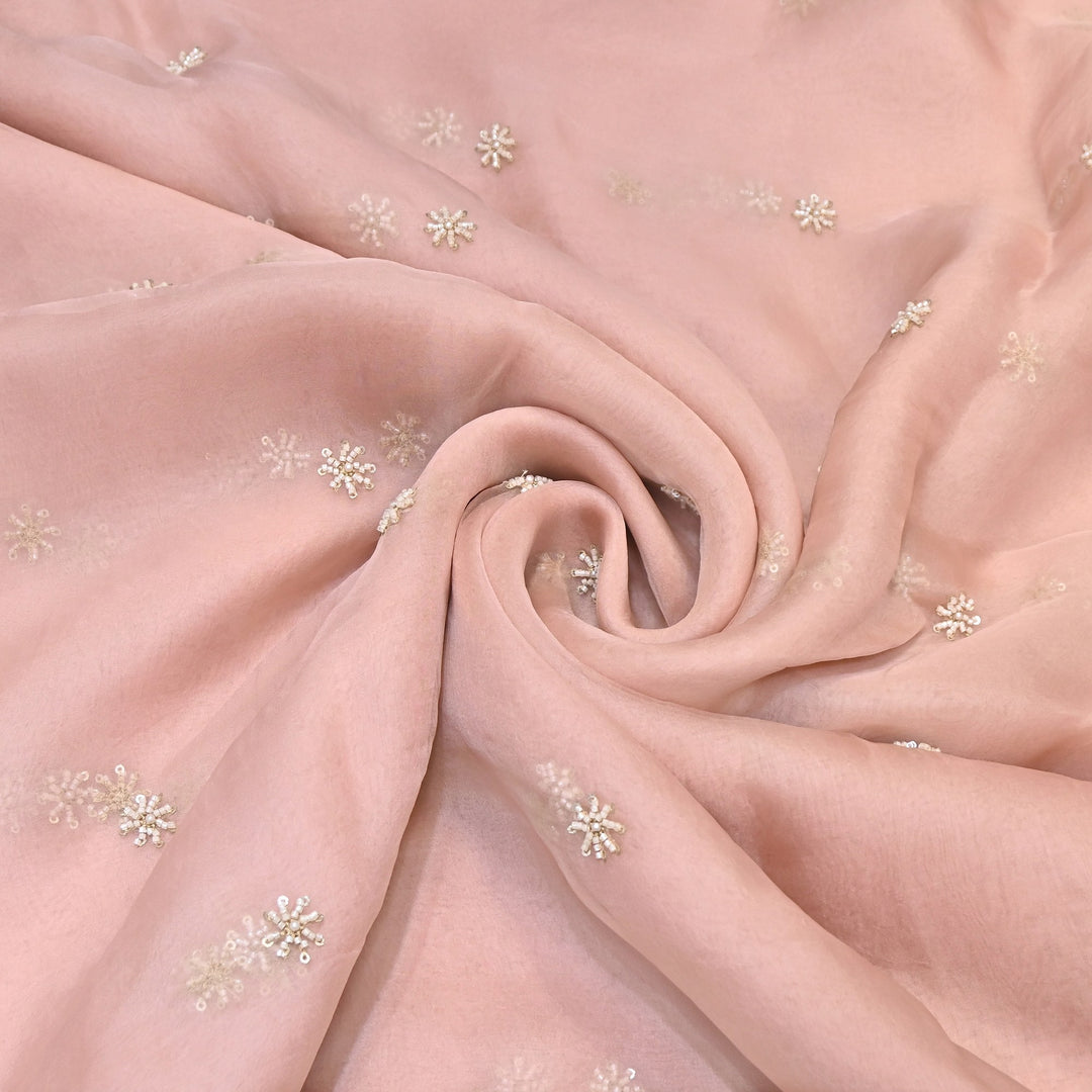 Silk Organza Moti & Sequence Embroidery Designer Fabric- PA2178-2