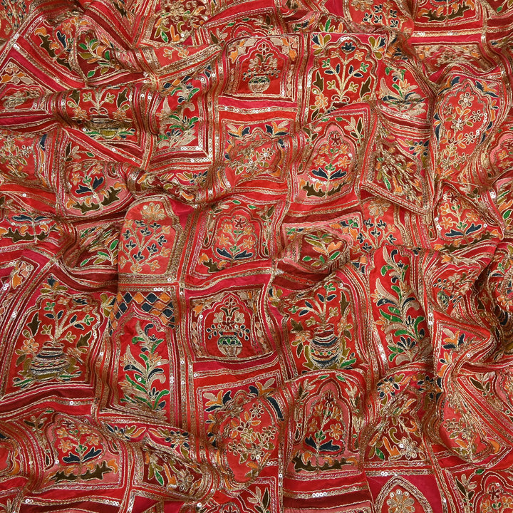 Beautiful Designer Crepe Position Prints, Zari & Sequin Embroidery Fabrics