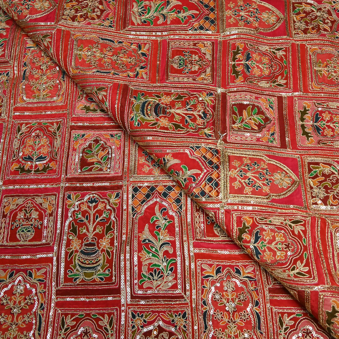 Beautiful Designer Crepe Position Prints, Zari & Sequin Embroidery Fabrics