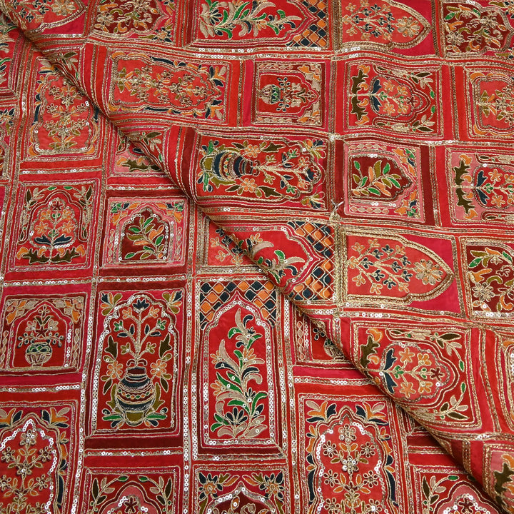 Beautiful Designer Crepe Position Prints, Zari & Sequin Embroidery Fabrics