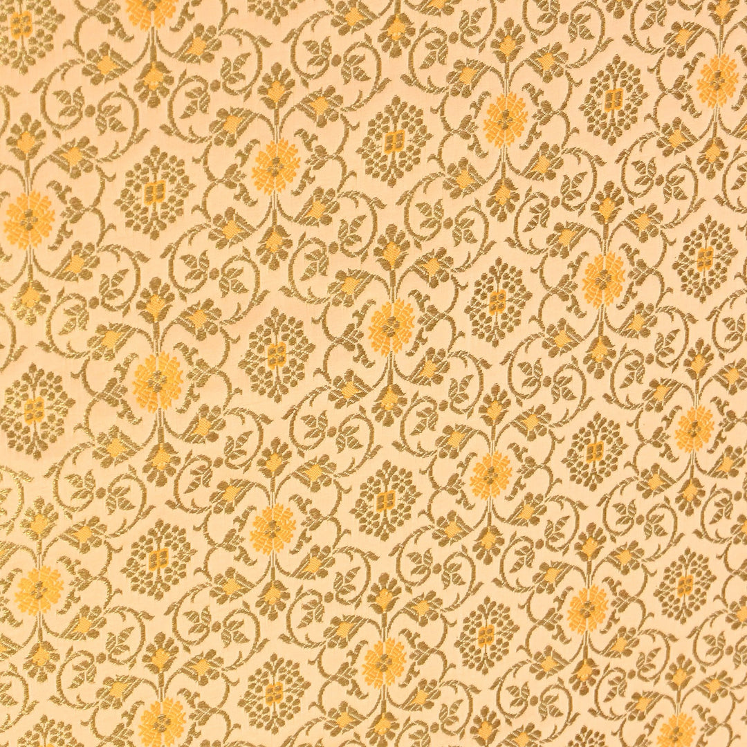 Premium Satin Zari Ideal Brocade Fabric | Luxury Traditional Designer Brocade Fabric | HS0081-4