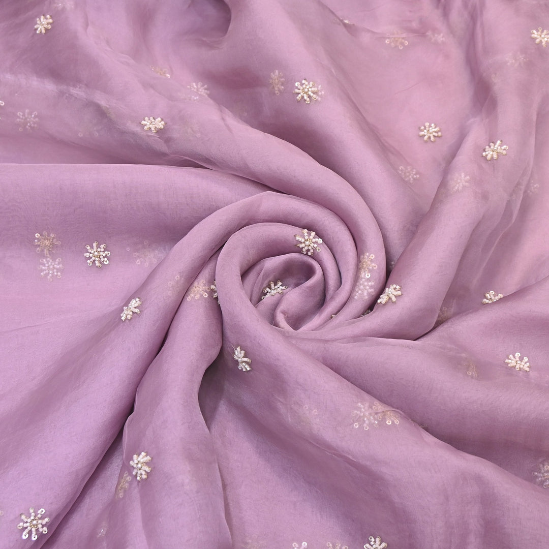 Silk Organza Moti & Sequence Embroidery Designer Fabric- PA2178-4