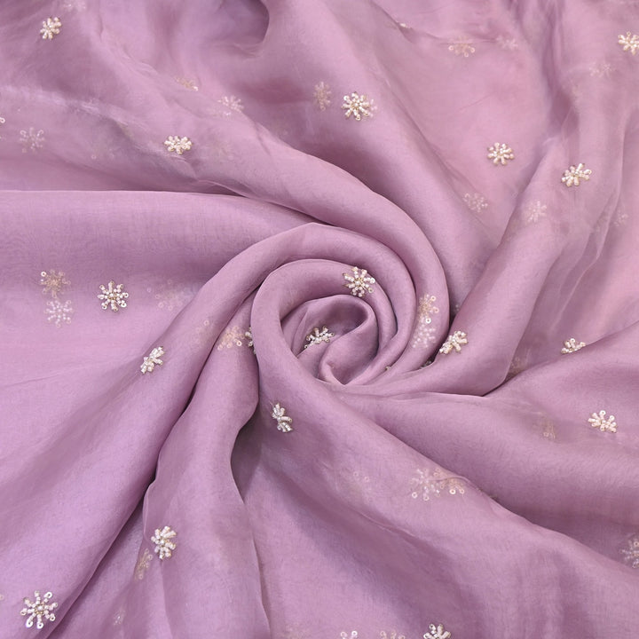 Silk Organza Moti & Sequence Embroidery Designer Fabric- PA2178-4